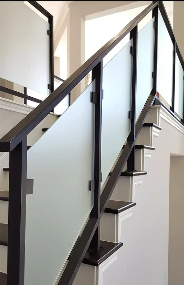 Glass stair balustrade in the Alpha Welding Services gallery