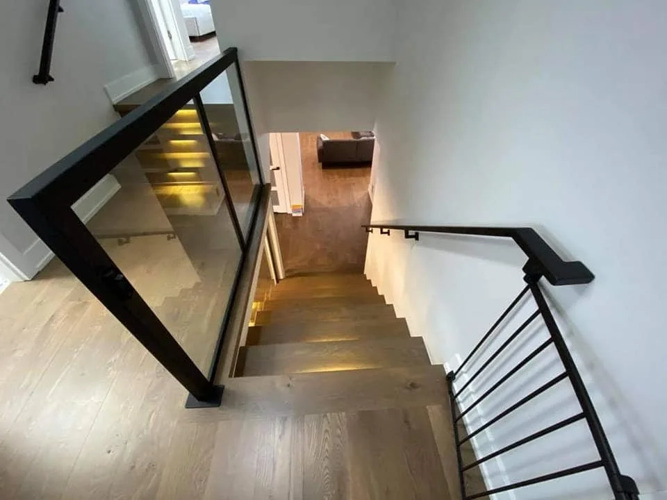 Stairwell glass and metal in the Alpha Welding Services gallery