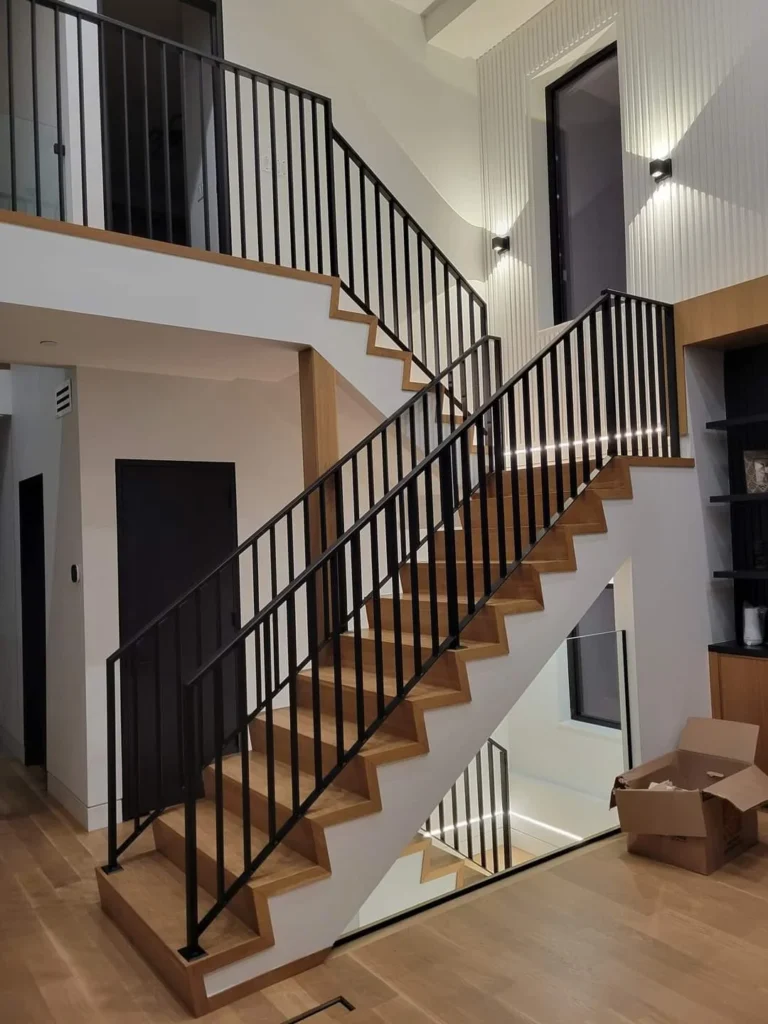 Wood stair railing angle in the Alpha Welding Services gallery