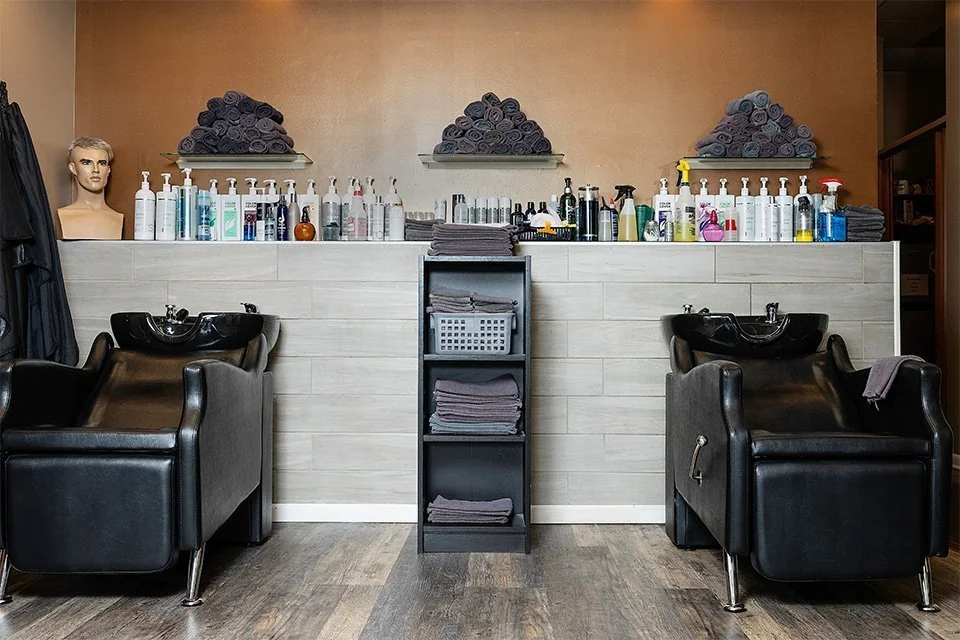 Shampoo stations at Christine Pusateri Hair Solutions
