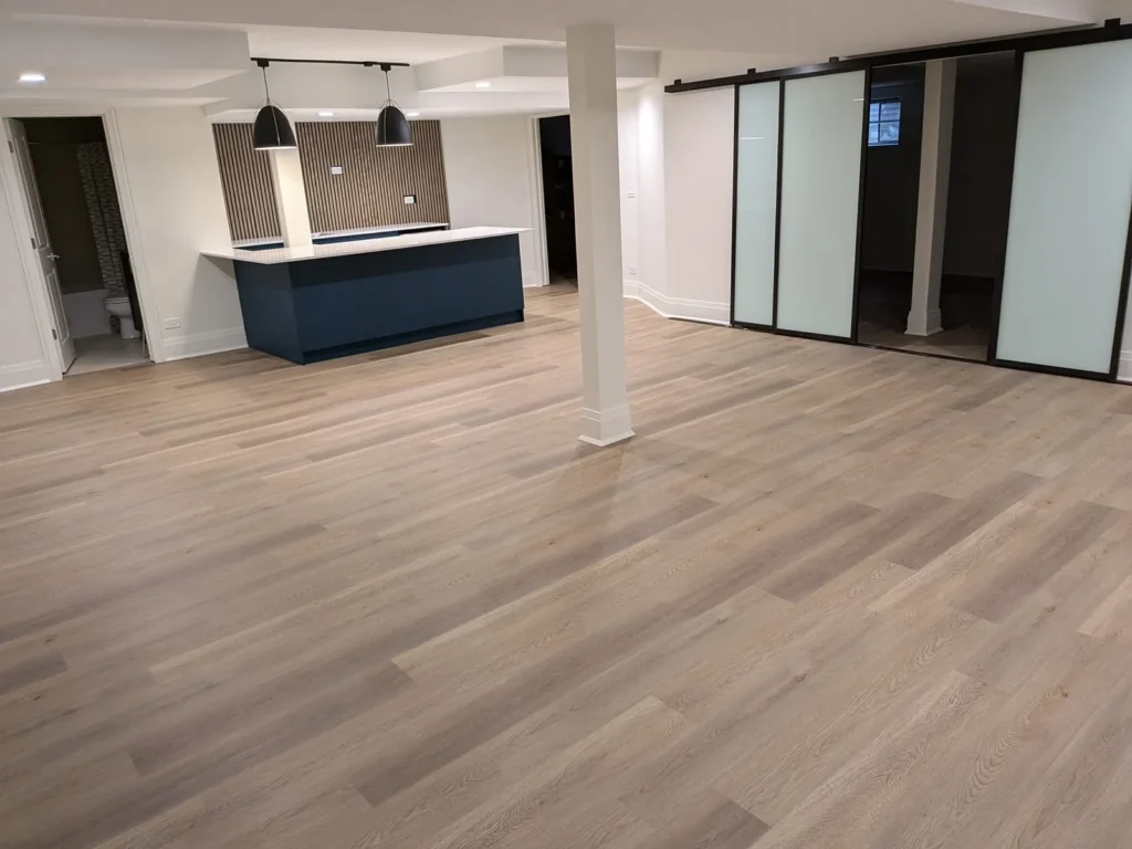 Basement floor blue island in the DS Superior Hardwood Flooring gallery