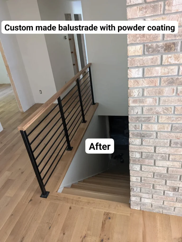 Black metal balustrade promotion in the DS Superior Hardwood Flooring gallery