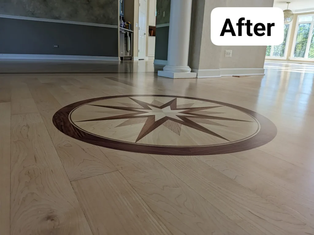 Compass rose floor after in the DS Superior Hardwood Flooring gallery