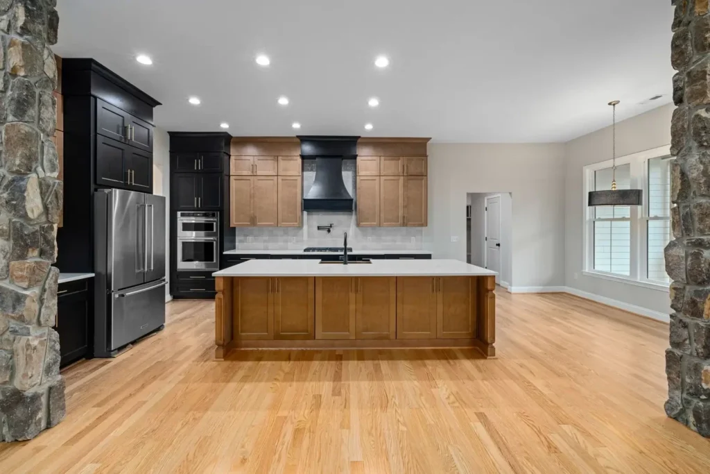 Kitchen island wood floor in the DS Superior Hardwood Flooring gallery