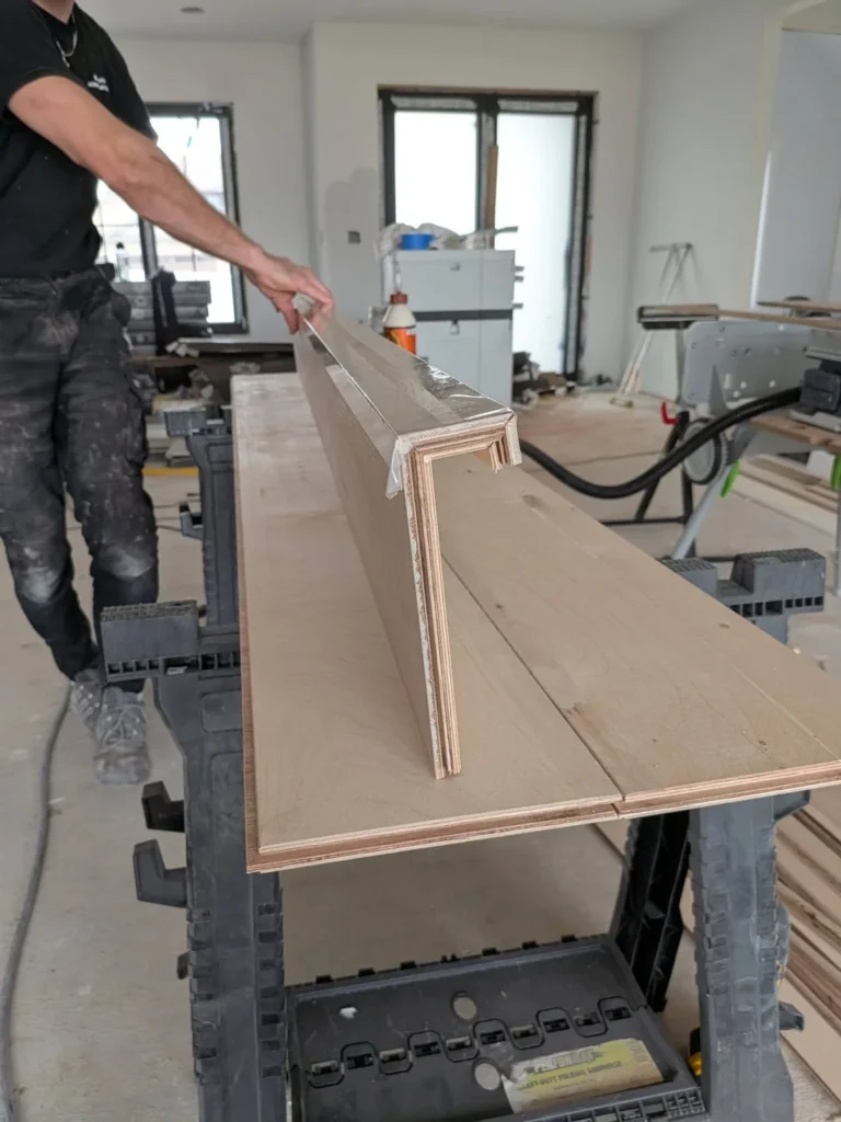 Track saw board cutting in the DS Superior Hardwood Flooring gallery
