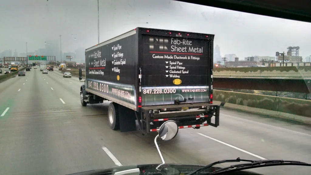 Fab-Rite Sheet Metal delivery truck on the road