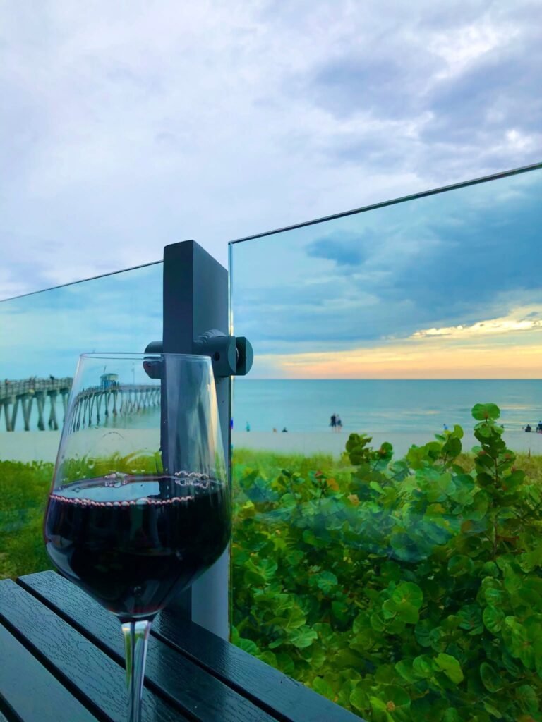 Red wine on the terrace at sunset; Fins at Sharky's gallery