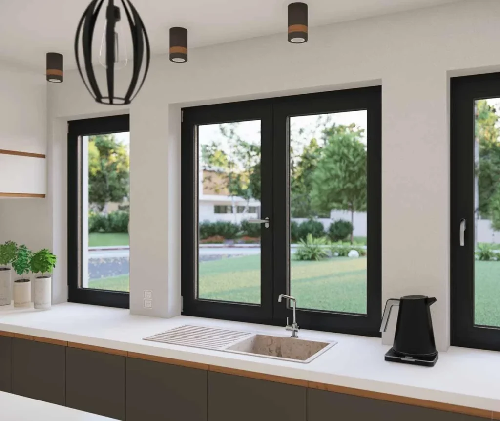 Illustration: Kitchen black frame windows in the Home One gallery