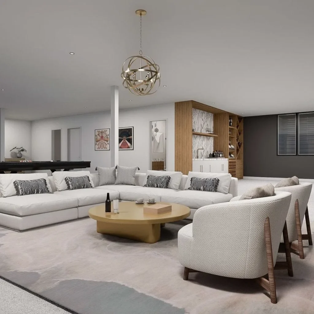 Open living room kitchen in the Home One gallery