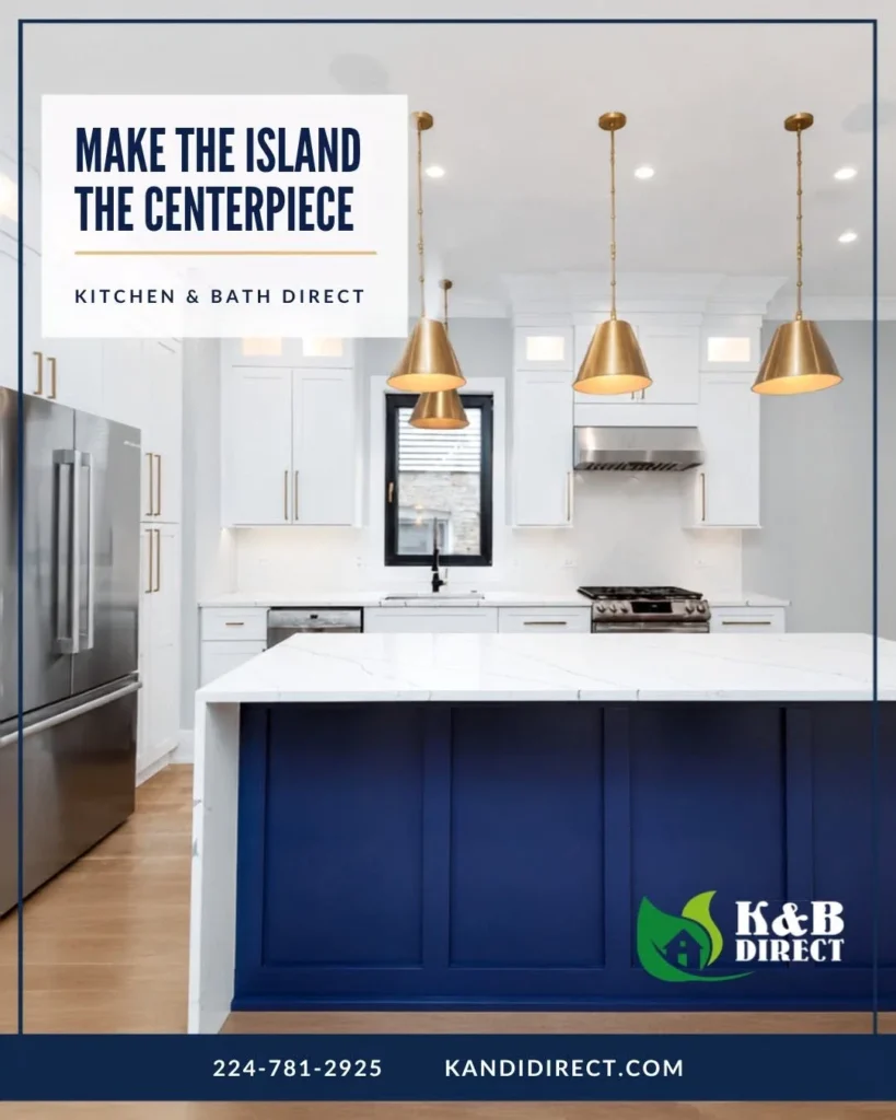 Island centerpiece promotion in the Kitchen and Bath Direct gallery