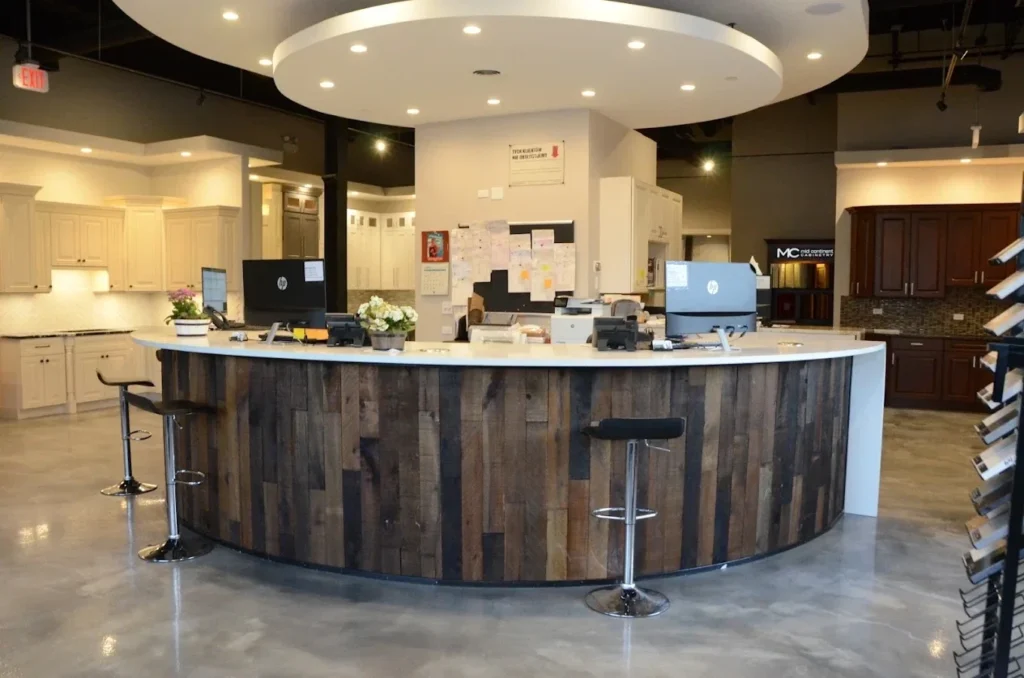 Showroom reception counter in the Kitchen and Bath Direct gallery