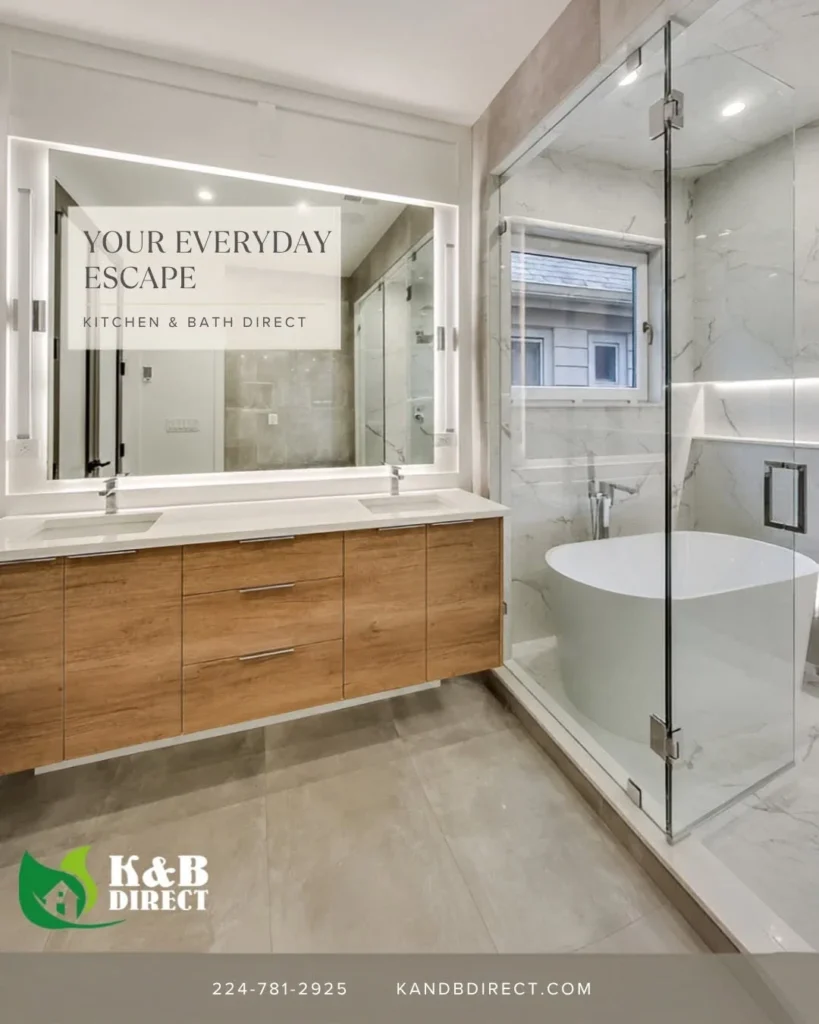 Wood vanity promotion in the Kitchen and Bath Direct gallery