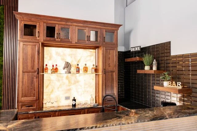 Custom basement bar in the Merlot Basement Solutions gallery