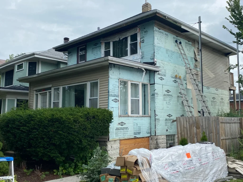 Siding replacement in progress in the Midwest Renovation Services gallery