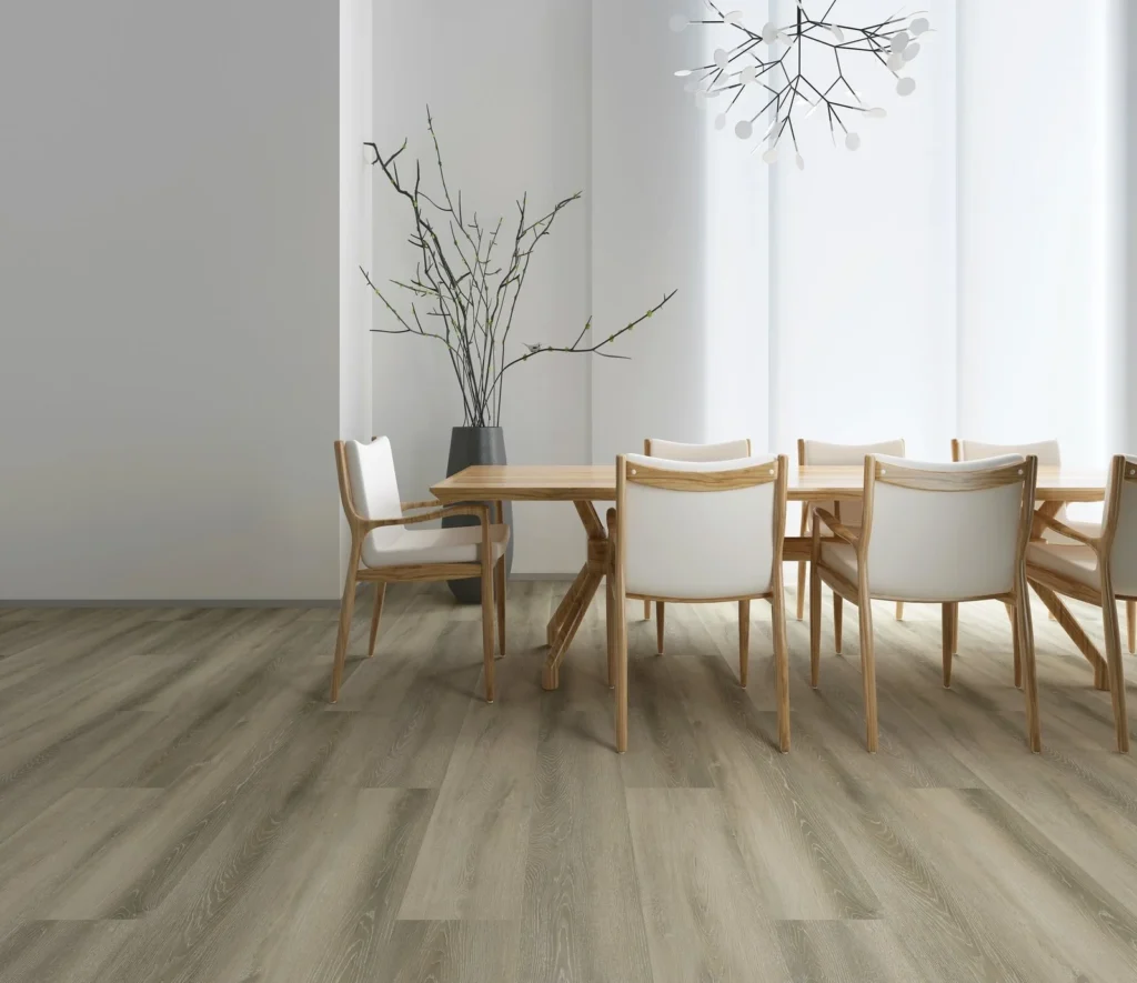 Light vinyl floor in a dining room inspiration image from Moda Floors