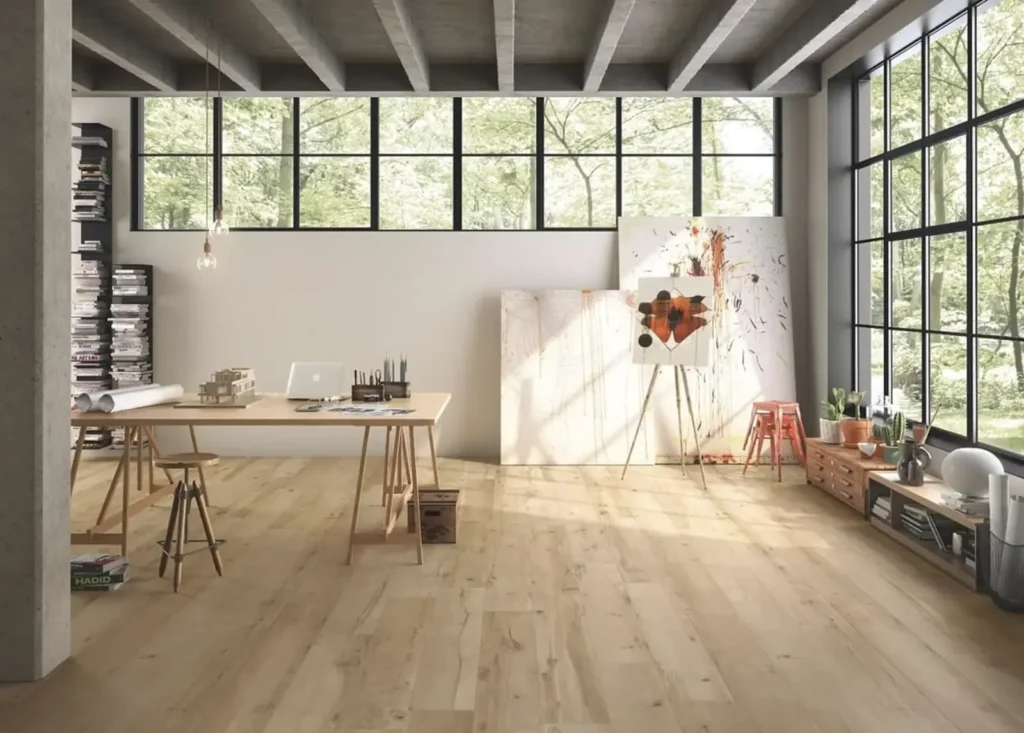 Vinyl flooring in a kitchen setting from the Moda Floors inspiration gallery