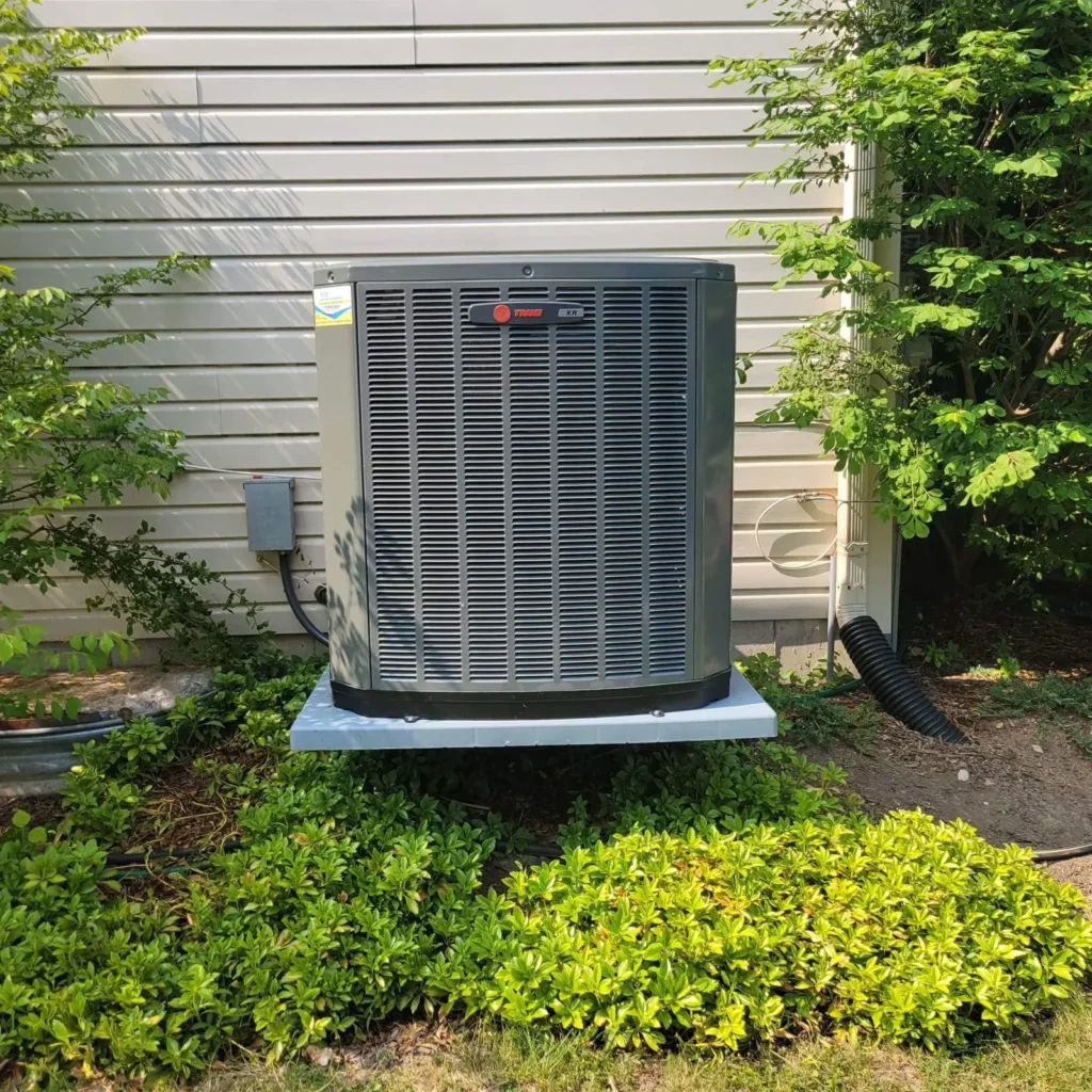 Outdoor air conditioning installation shown by Mr. Heating and Cooling