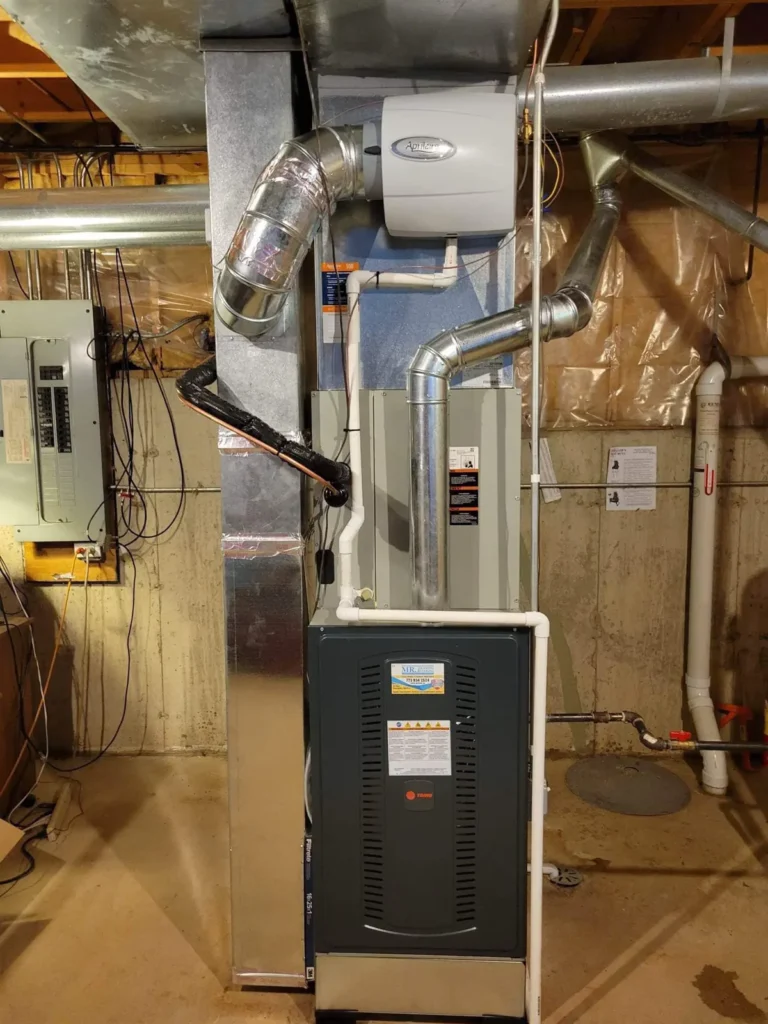 Basement furnace installation shown by Mr. Heating and Cooling