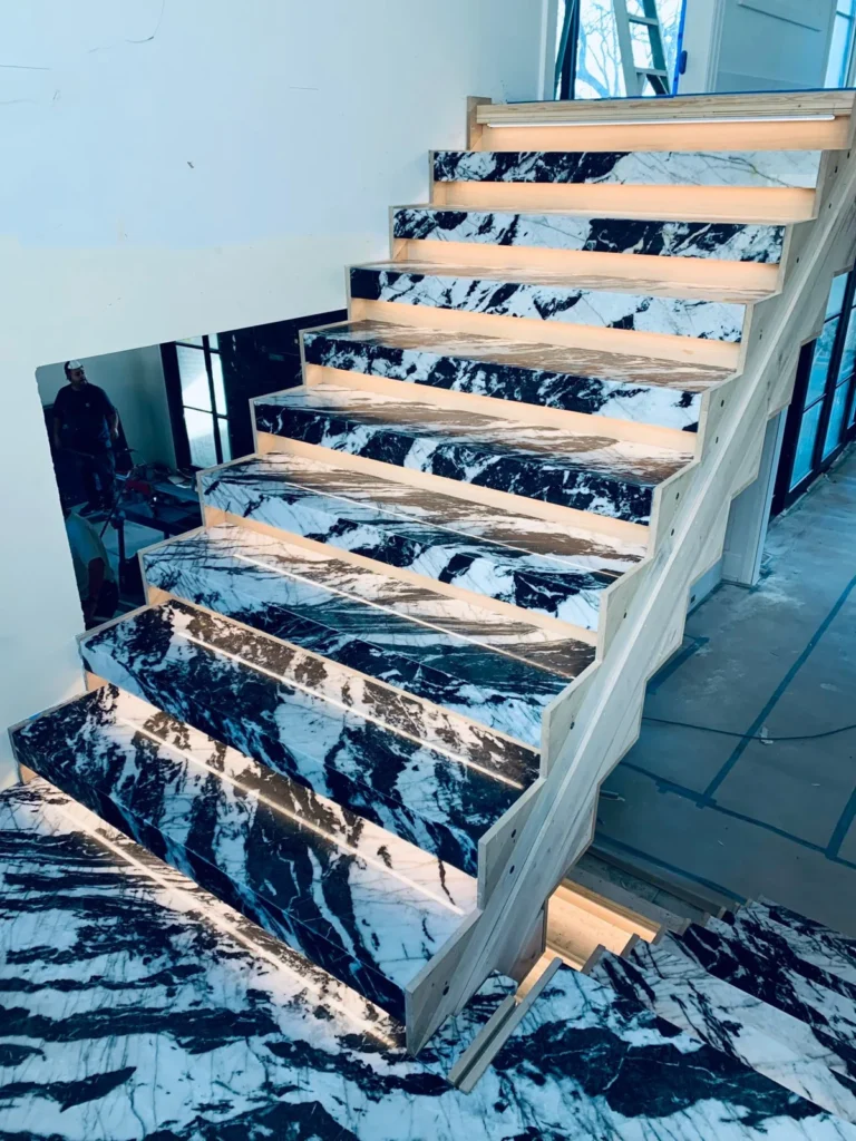 Dark veined stairs angle in the New Stone Design gallery