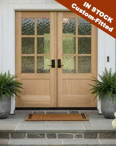White oak entry door with sidelight in the Nick's Building Supply catalog