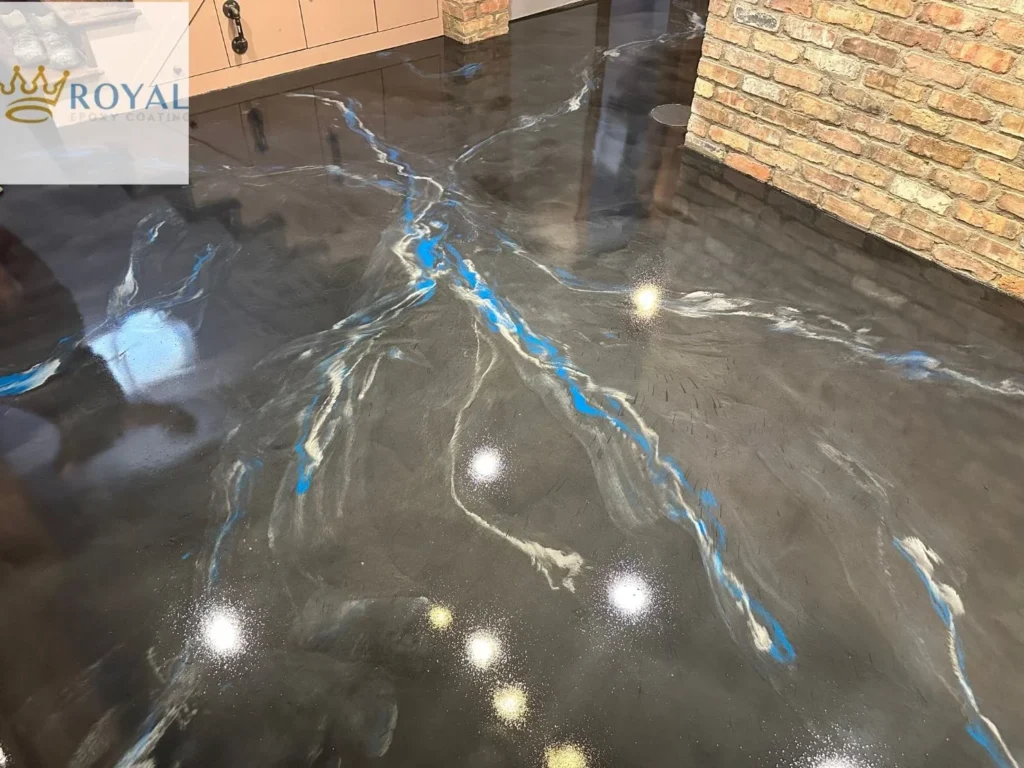 Dark floor blue veins in the Royal Epoxy Coating gallery