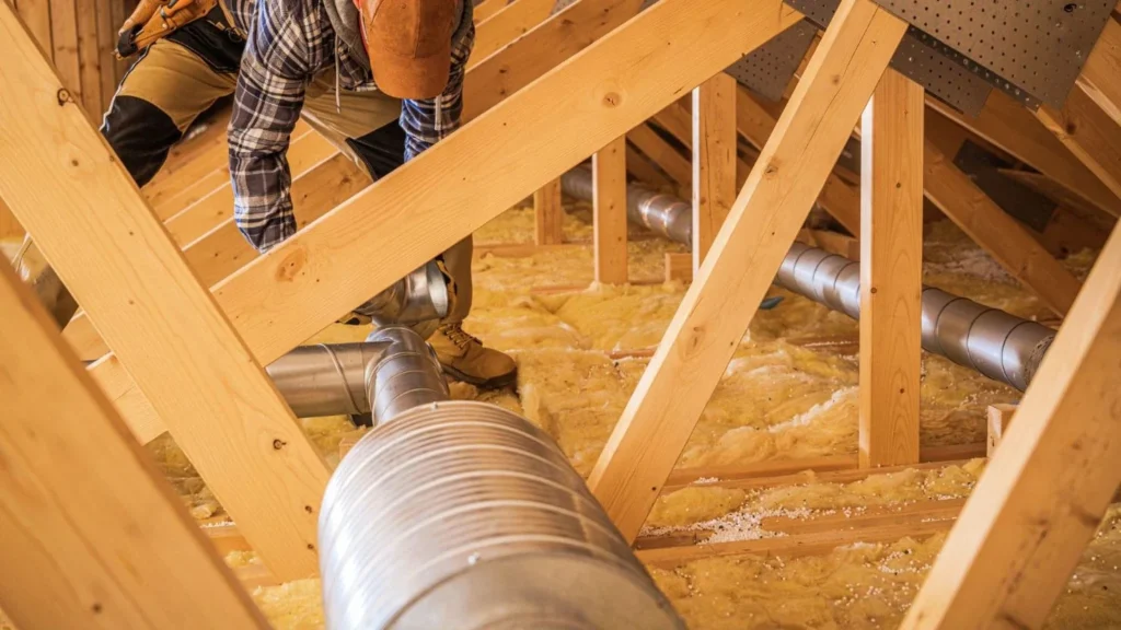 Illustration: Attic ductwork installation in the RP HVAC Inc gallery