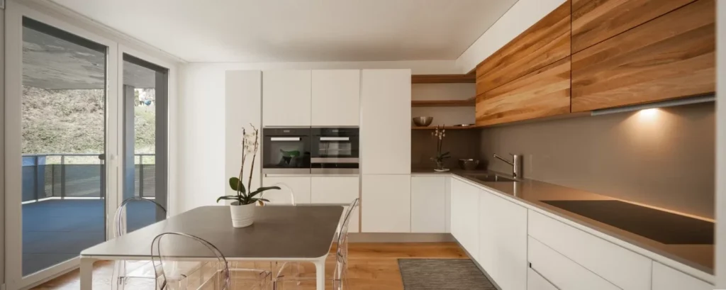 Wood upper cabinets white base in the Sebior gallery