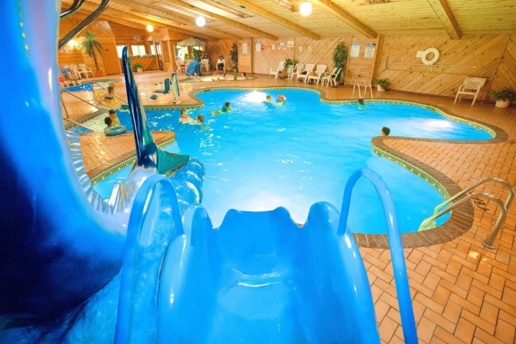 Shamrock Motel view from the indoor slide toward the pool