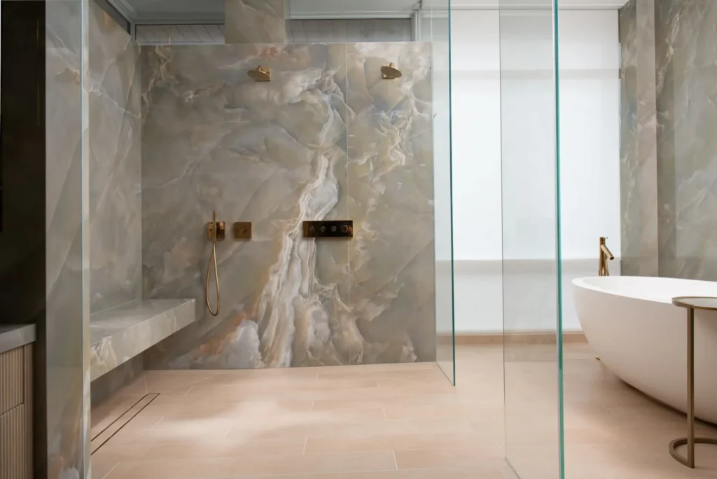 Stone shower glass partition in the SP Group gallery
