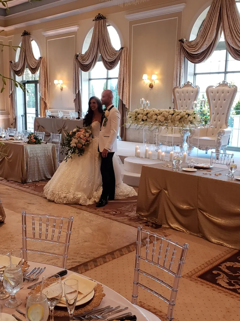 Bride and groom head table shown in the Venuti’s in Addison gallery
