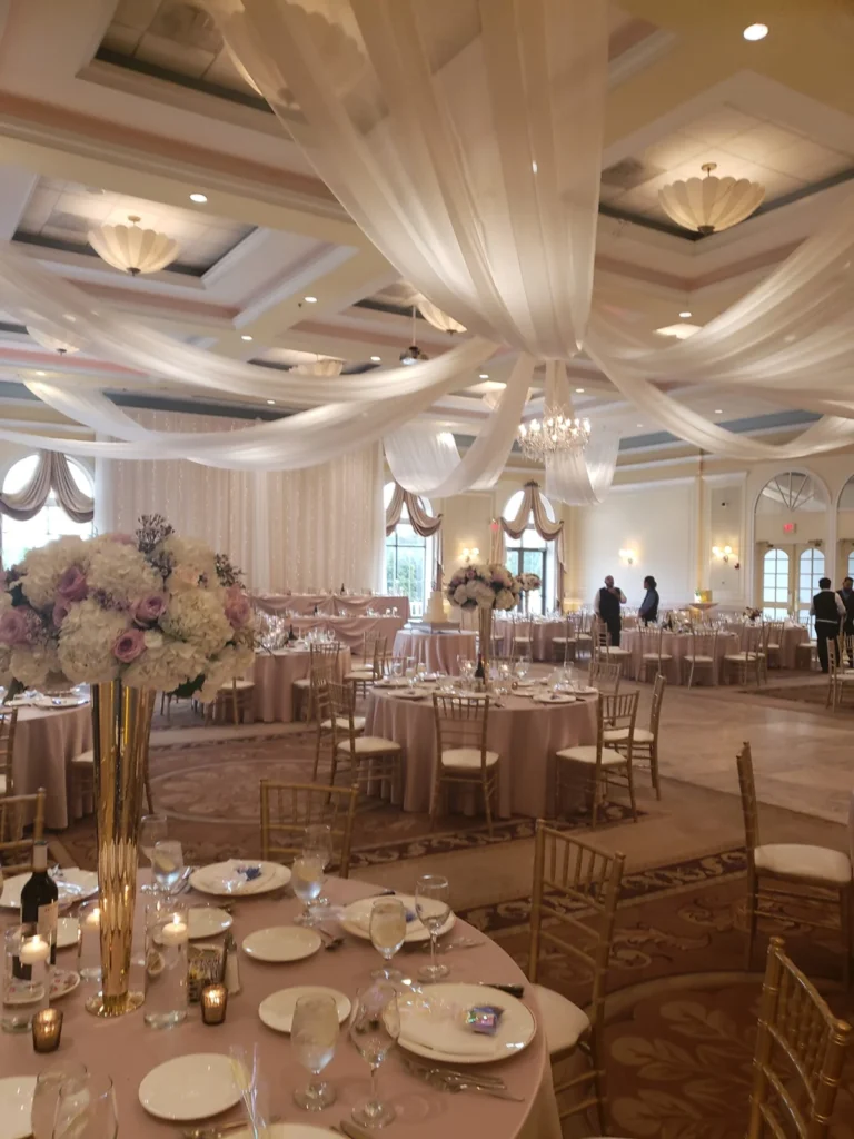 Draped ballroom wide view shown in the Venuti’s in Addison gallery