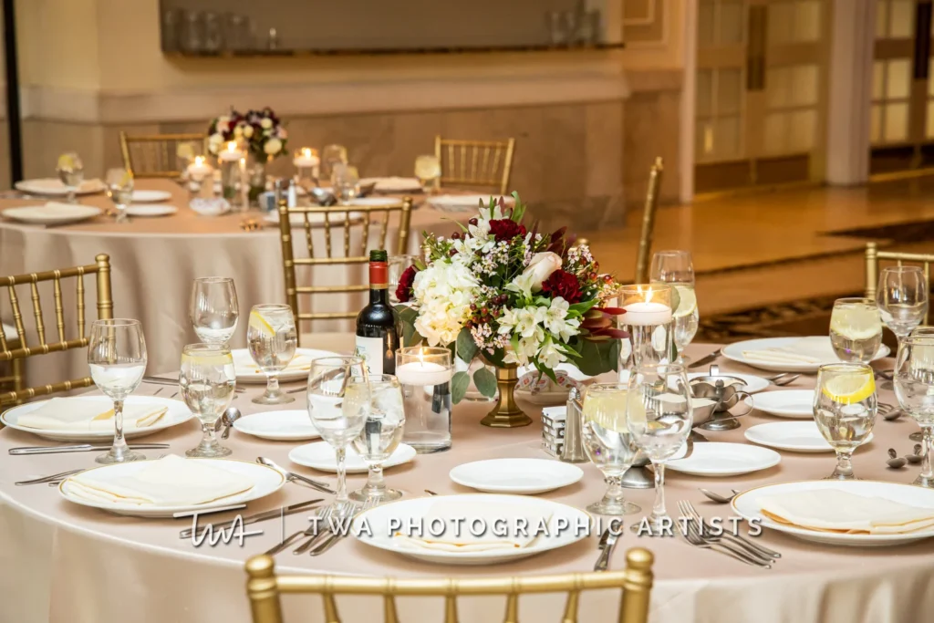 Floral centerpiece table setting shown in the Venuti’s in Addison gallery