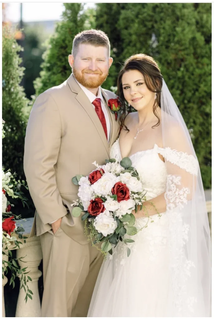 Garden wedding couple shown in the Venuti’s in Addison gallery