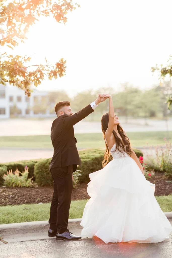 Garden wedding dance shown in the Venuti’s in Addison gallery