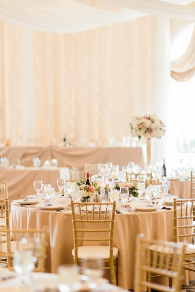 Sunlit reception table shown in the Venuti’s in Addison gallery