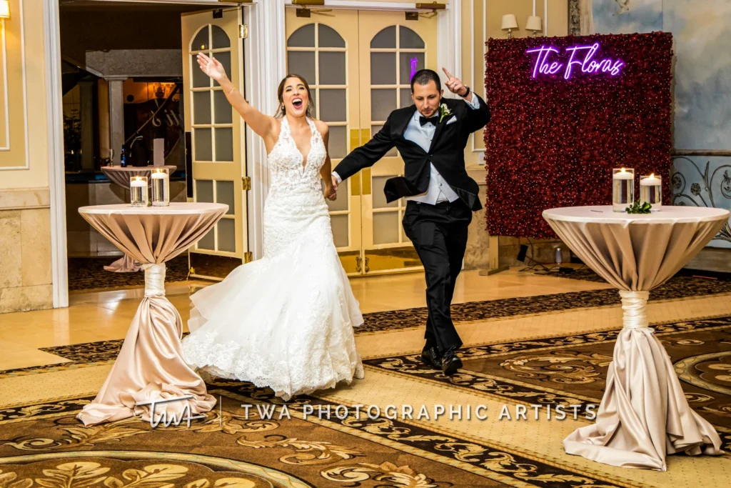 Wedding couple entrance shown in the Venuti’s in Addison gallery