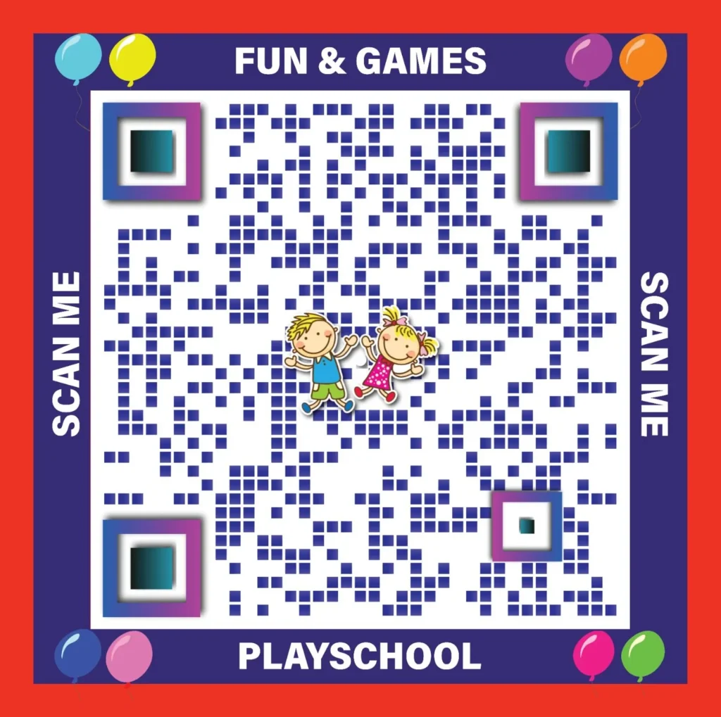 Fun and games playschool qr design in the Your Info Bank marketing portfolio