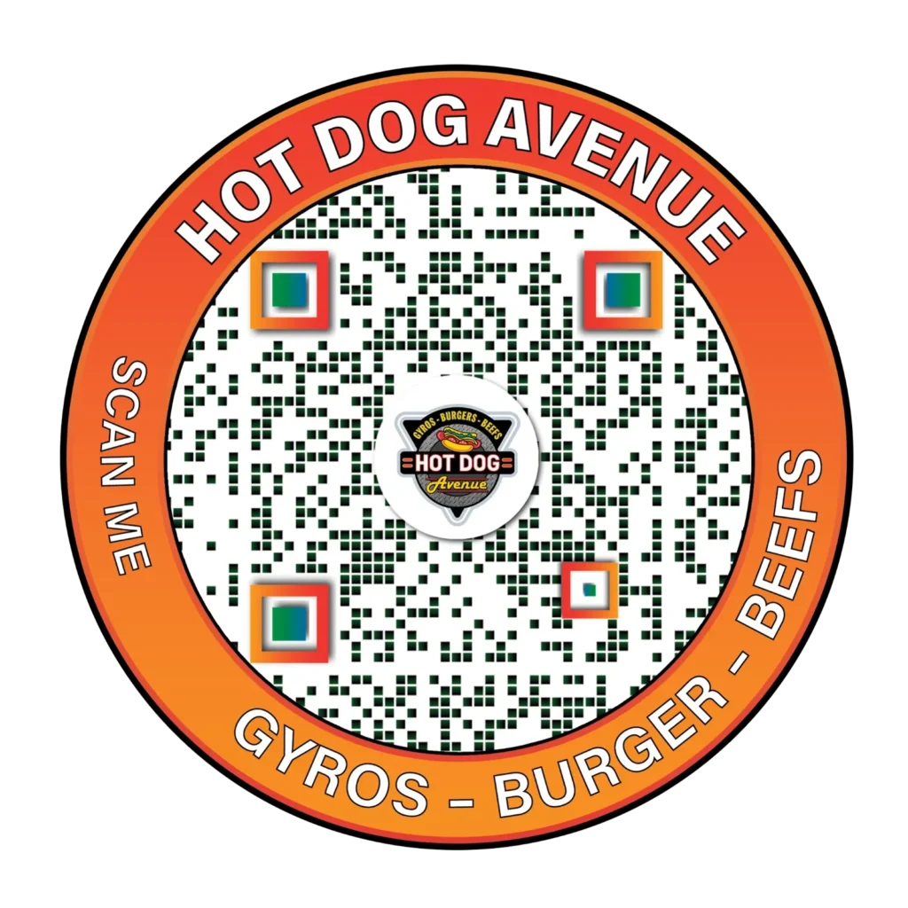 Hot dog avenue qr design in the Your Info Bank marketing portfolio